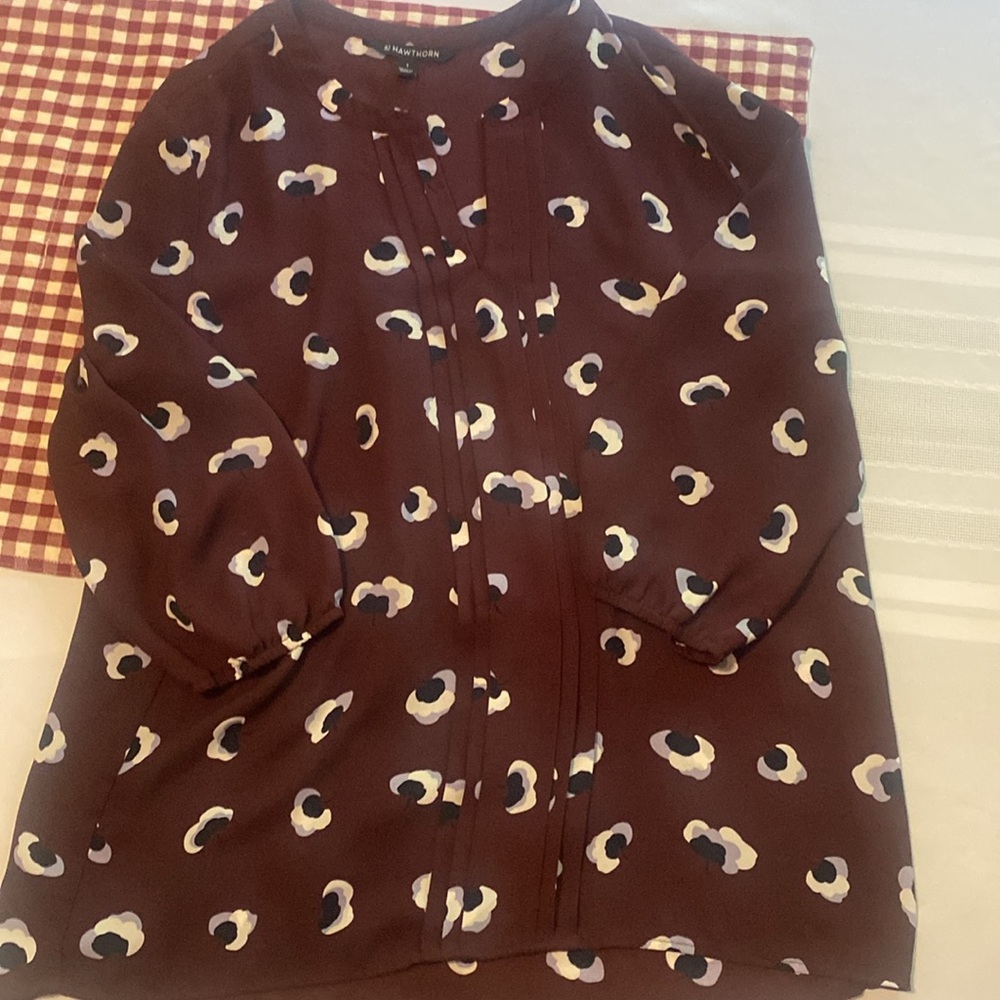 41 Hawthorne Women's Floral Print Blouse - Purple - Picture 4 of 8